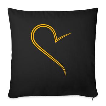 Conception simple à moitié cœur jaune - Housse de coussin décorative 45 x 45 cm - noir - Devant
