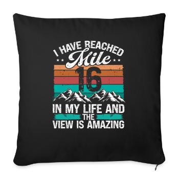 16 Year Old Hiker Mountains Hiking 16 Birthday - Sofakissenbezug 45 x 45 cm - Schwarz - Vorne