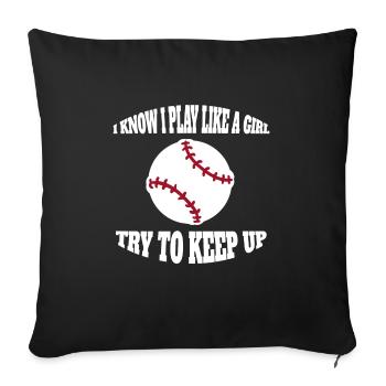 Baseball Amateur de baseball Femme Jeu de baseball - Housse de coussin décorative 45 x 45 cm - noir - Devant