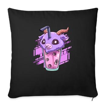 Boba Tea Pastell Goth Style - Kawaii Bubble Tee - Sofakissenbezug 45 x 45 cm - Schwarz - Vorne