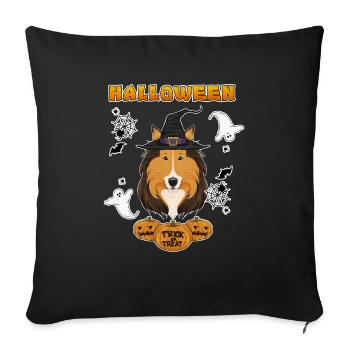 Happy Halloween I Dog Lover I Collie - Sofa pillowcase 17,3'' x 17,3'' (45 x 45 cm) - black - Front