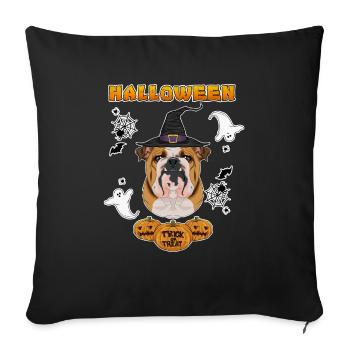 Happy Halloween I Dog Lover I Deutsch Bulldog - Sofa pillowcase 17,3'' x 17,3'' (45 x 45 cm) - black - Front