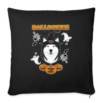 Happy Halloween I Dog Lover I Husky - Sofa pillowcase 17,3'' x 17,3'' (45 x 45 cm) - black - Front