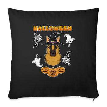 Happy Halloween I Dog Lover I German Shepherd - Sofa pillowcase 17,3'' x 17,3'' (45 x 45 cm) - black - Front