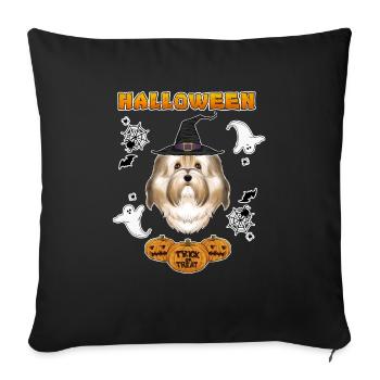Happy Halloween I Dog Lover I Havanese - Sofa pillowcase 17,3'' x 17,3'' (45 x 45 cm) - black - Front