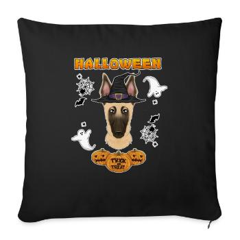 Happy Halloween I Dog Lover I Malinois - Sofa pillowcase 17,3'' x 17,3'' (45 x 45 cm) - black - Front