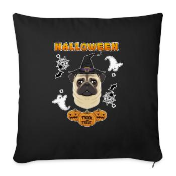 Happy Halloween I Dog Lover I Pug - Sofa pillowcase 17,3'' x 17,3'' (45 x 45 cm) - black - Front