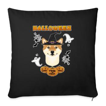 Joyeux Halloween I Amoureux des chiens I Shiba Inu - Housse de coussin décorative 45 x 45 cm - noir - Devant
