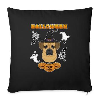 Happy Halloween I Dog Lover I Puggle - Sofa pillowcase 17,3'' x 17,3'' (45 x 45 cm) - black - Front