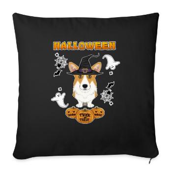 Happy Halloween I Dog Lover I Welsh Corgi - Sofa pillowcase 17,3'' x 17,3'' (45 x 45 cm) - black - Front