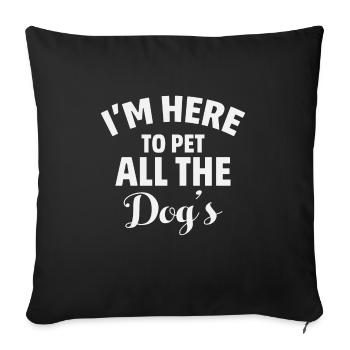 Ici pour caresser tous les chiens - Housse de coussin décorative 45 x 45 cm - noir - Devant