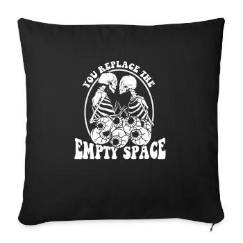 Romantic Gothic Bones Skeleton Roses Death Grave - Sofakissenbezug 45 x 45 cm - Schwarz - Vorne