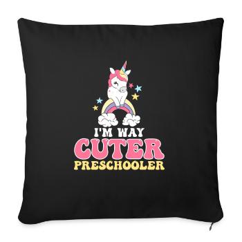 Preschool Kids Back to School Way Cuter for Girls - Sofa pillowcase 17,3'' x 17,3'' (45 x 45 cm) - black - Front