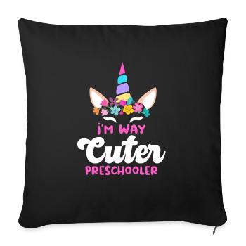 Preschool Kids Back to School Way Cuter for Girls - Sofa pillowcase 17,3'' x 17,3'' (45 x 45 cm) - black - Front