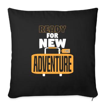 For New Adventure Baggage - Sofa pillowcase 17,3'' x 17,3'' (45 x 45 cm) - black - Front