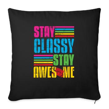 Classy Stay Aweome Retro Walkman - Sofa pillowcase 17,3'' x 17,3'' (45 x 45 cm) - black - Front