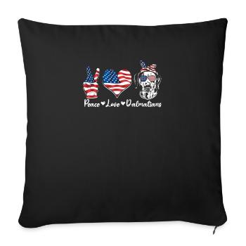 Peace Love Dalmatian - pet lover - Sofa pillowcase 17,3'' x 17,3'' (45 x 45 cm) - black - Front