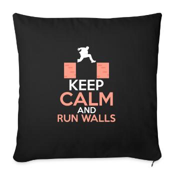 Keep Calm & Run Walls Traceur Parkour - Sofa pillowcase 17,3'' x 17,3'' (45 x 45 cm) - black - Front