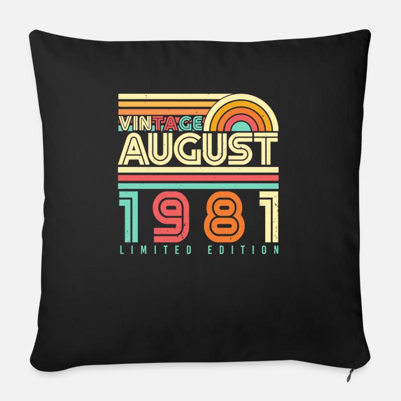 August 1981 Vintage - Sofakissenbezug 45 x 45 cm - Schwarz