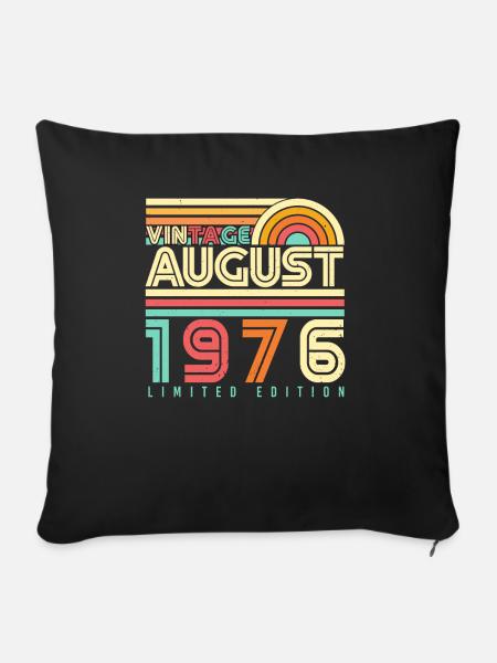 1976 Im August Geschenkidee - Sofakissenbezug 45 x 45 cm - Schwarz