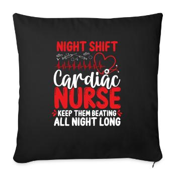 Night Shift Worker Cardiac Nurse Nursing - Sofa pillowcase 17,3'' x 17,3'' (45 x 45 cm) - black - Front