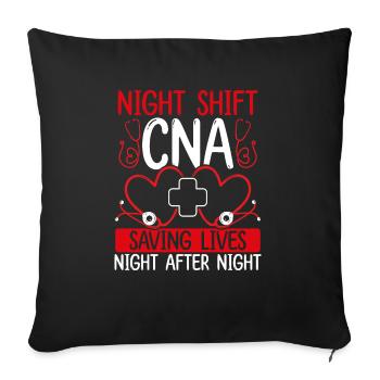 Night Shift CNA Night Worker Nursing Assistant - Sofa pillowcase 17,3'' x 17,3'' (45 x 45 cm) - black - Front