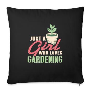 Just A Girl Who Loves Gardening Vintage T-Shirt - Sofakissenbezug 45 x 45 cm - Schwarz - Vorne