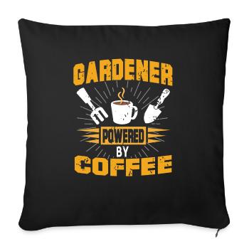 Gardener Powered By Coffee Vintage T-Shirt Present - Sofa pillowcase 17,3'' x 17,3'' (45 x 45 cm) - black - Front