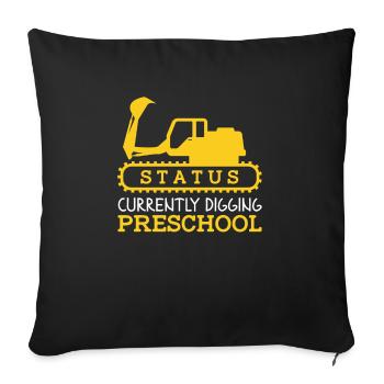 Les enfants retournent à l’école en train de creuser l’école maternelle - Housse de coussin décorative 45 x 45 cm - noir - Devant