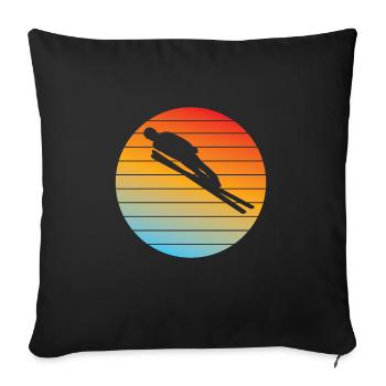 Skisprung Skispringer Wintersport Skifliegen Ski - Sofakissenbezug 45 x 45 cm - Schwarz - Vorne