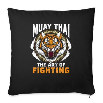 Muay Thai Die Kunst des Kämpfens - Thai Boxing - Sofakissenbezug 45 x 45 cm - Schwarz - Vorne