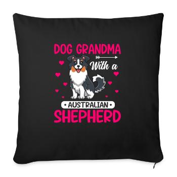 Grand-mère de chien avec berger australien drôle - Housse de coussin décorative 45 x 45 cm - noir - Devant