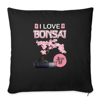 Bonsaï Japanese Cherry Blossom Dicton Idée cadeau - Housse de coussin décorative 45 x 45 cm - noir - Devant