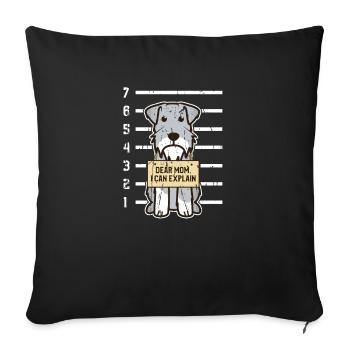 Chère maman, je peux expliquer - chiot - Housse de coussin décorative 45 x 45 cm - noir - Devant