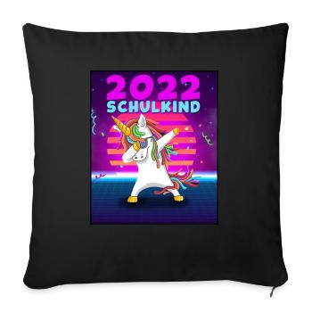 Dab Einhorn T-Shirt Dabbing Unicorn Schulkind - Sofakissenbezug 45 x 45 cm - Schwarz - Vorne