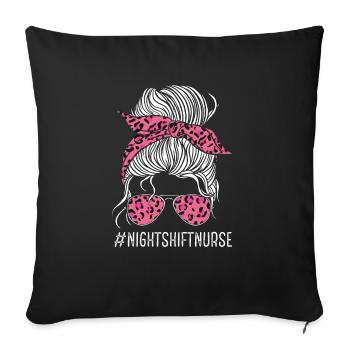 Infirmière De nuit Quart Rose Léopard Infirmière INFIRMIÈRE AIIC - Housse de coussin décorative 45 x 45 cm - noir - Devant