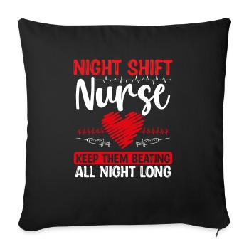 Infirmière infirmière de nuit de l’AIIC drôle - Housse de coussin décorative 45 x 45 cm - noir - Devant