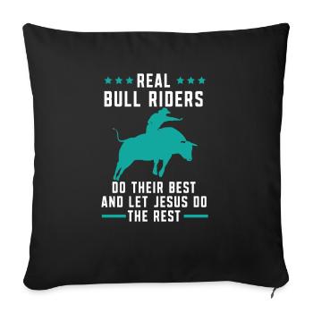 Les vrais cavaliers de taureaux font de leur mieux Rodeo Christian - Housse de coussin décorative 45 x 45 cm - noir - Devant