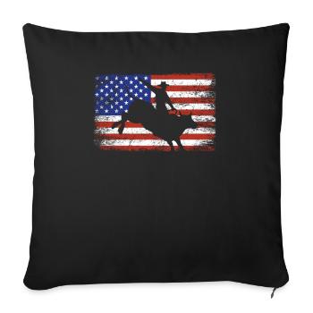 USA Flagge Bull Rider Western Rodeo Bull Riding - Sofakissenbezug 45 x 45 cm - Schwarz - Vorne