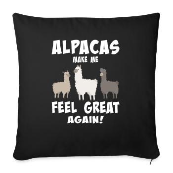 Alpacas make me feel great again - Sofakissenbezug 45 x 45 cm - Schwarz - Vorne