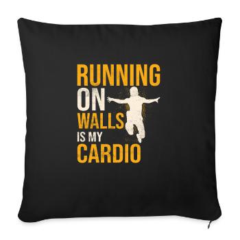 Running On Walls Is My Cardio Traceur Parkour - Sofa pillowcase 17,3'' x 17,3'' (45 x 45 cm) - black - Front