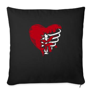 Ribcage Heart Ribbon Gothic Bones Skeleton Death - Sofa pillowcase 17,3'' x 17,3'' (45 x 45 cm) - black - Front