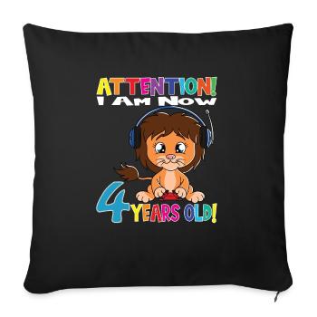 Anniversaire de lion j’ai maintenant 4 ans - Housse de coussin décorative 45 x 45 cm - noir - Devant