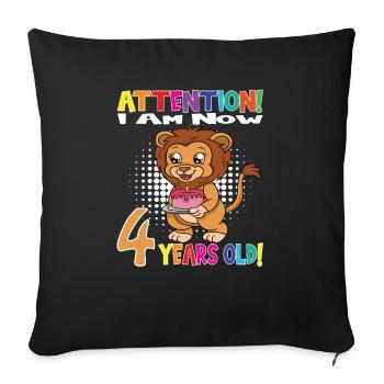 Anniversaire de lion j’ai maintenant 4 ans - Housse de coussin décorative 45 x 45 cm - noir - Devant
