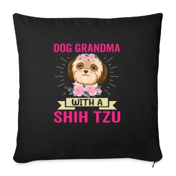 Dog Grandma With Shih Tzu Funny Dog Owners - Sofa pillowcase 17,3'' x 17,3'' (45 x 45 cm) - black - Front