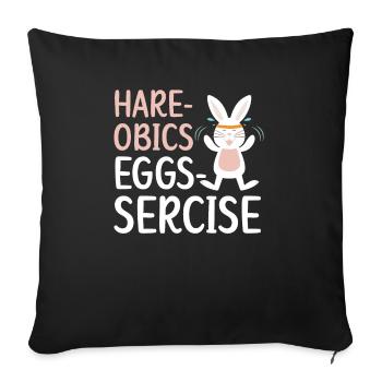 Lièvre-obics Oeufs-sercise Instructeur d’aérobic Lapin - Housse de coussin décorative 45 x 45 cm - noir - Devant