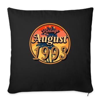 1993 Août Anniversaire Salutations - Housse de coussin décorative 45 x 45 cm - noir - Devant