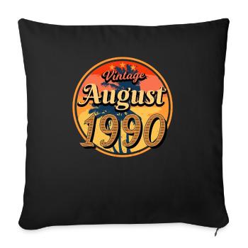 1990 Août Anniversaire Salutations - Housse de coussin décorative 45 x 45 cm - noir - Devant