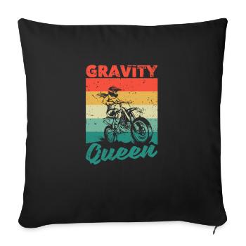 Gravity Queen Drôle Dirt Bike Rider Moto - Housse de coussin décorative 45 x 45 cm - noir - Devant