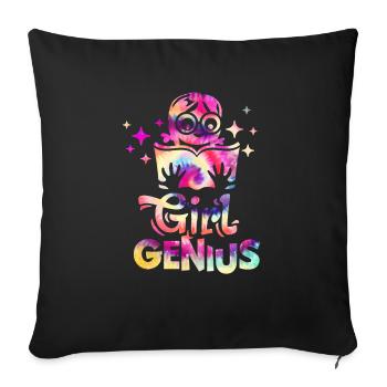 Fille Genius Retour à l’école - Housse de coussin décorative 45 x 45 cm - noir - Devant